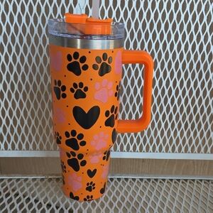 40 Oz.Orange Insulated Tumbler with Paw Print Design. SOOO CUTE!!!